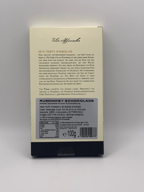 Rum Zartbitter-Schokolade - Peter Affenzeller - 100g – Bild 3