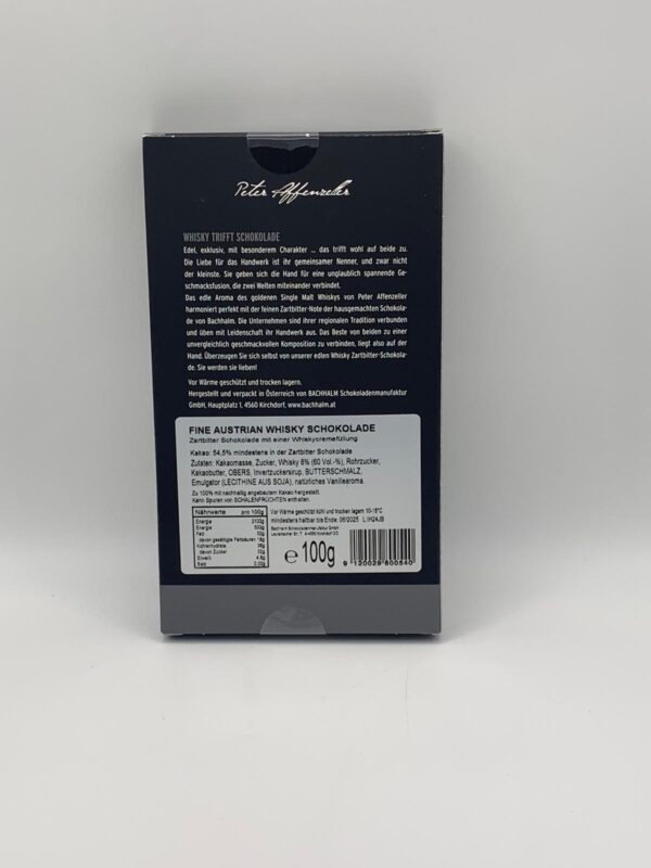 Whisky Zartbitter-Schokolade - Peter Affenzeller - 100g – Bild 3