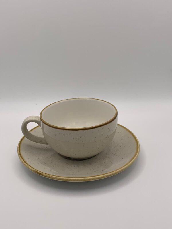 Churchill - Stonecast Nutmeg Cream Cappuccinotasse mit Untertasse - 22,7cl / 15,6cm