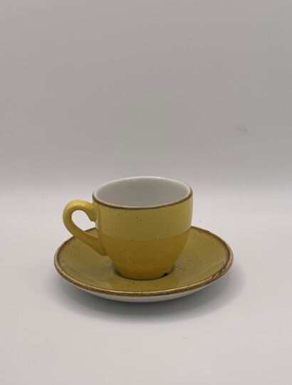 Churchill - Stonecast Mustard Seed Yellow Espressotasse mit Untertasse - 10cl / 11,8cm