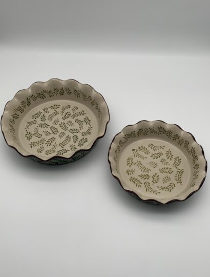 2er Set Ofengeschirr Rund grün - 26,5x18x6cm & 35x26x8cm